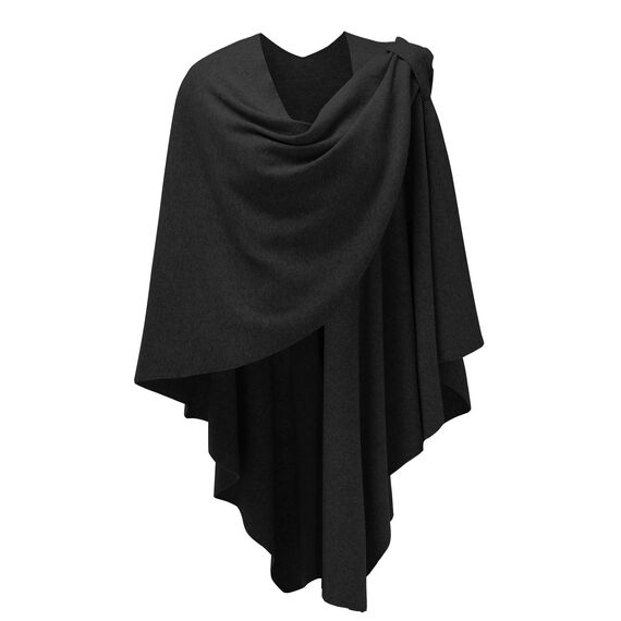 PULI Damen Sweatshirt Strickschal vorne kreuzen Poncho Decke Cape Cardigan Wickelschal , 1-schwarz, Gr. Einheitsgröße