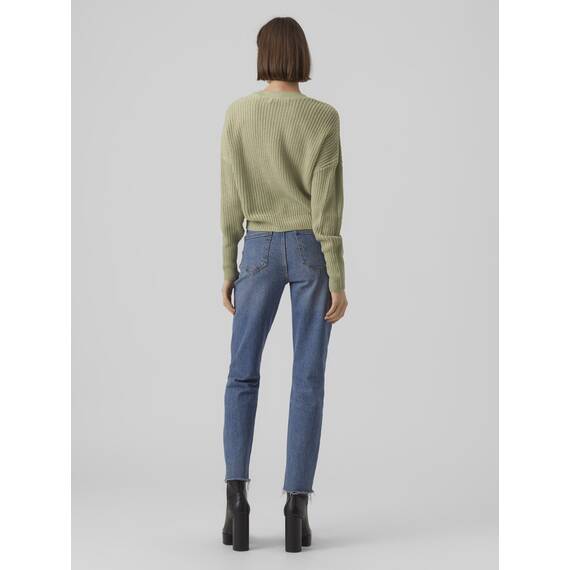 VERO MODA Damen Vmlea Ls V-neck Cuff Cardigan Noos Strickjacke, Reseda, S