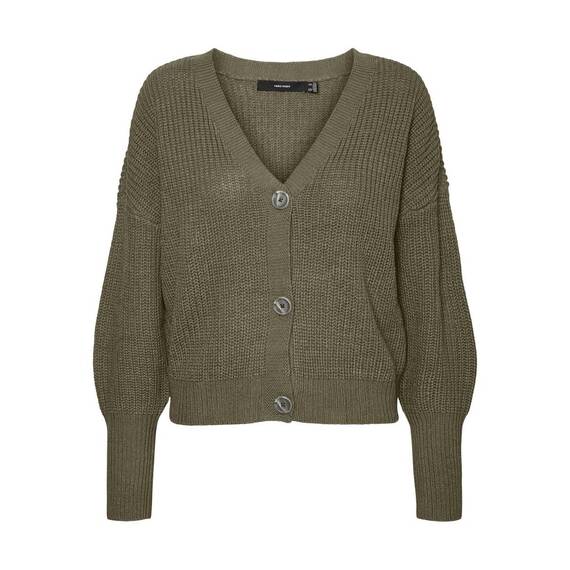 VERO MODA Damen Vmlea Ls V-Neck Cuff Cardigan Noos Strickjacke, Ivy Green, S EU