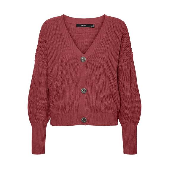 VERO MODA Damen Vmlea Ls V-Neck Cuff Cardigan Noos Strickjacke, Dry Rose, XS EU