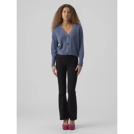 VERO MODA Damen Vmlea Ls V-neck Cuff Cardigan Noos Strickjacke, China Blue, S