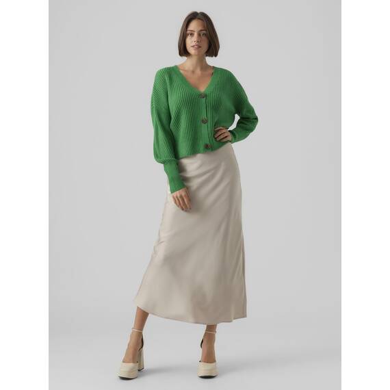 VERO MODA Damen Vmlea Ls V-neck Cuff Cardigan Noos Strickjacke, Bright Green, S