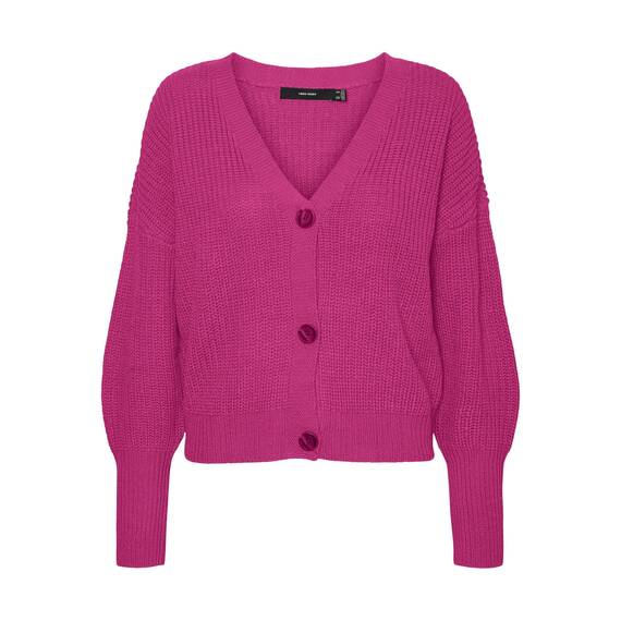 VERO MODA Damen Vmlea Ls V-neck Cuff Cardigan Noos Strickjacke, Pink Yarrow, XS