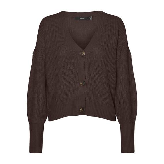 VERO MODA Damen Vmlea Ls V-Neck Cuff Cardigan Noos Strickjacke, Coffee Bean, S EU