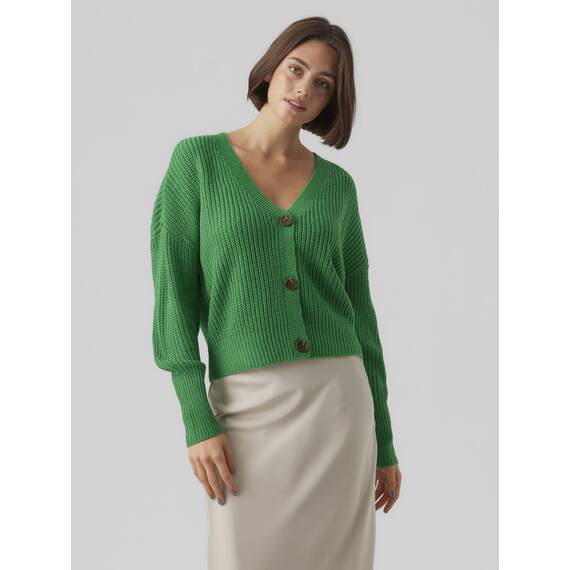 VERO MODA Damen Vmlea Ls V-neck Cuff Cardigan Noos Strickjacke, Bright Green, S