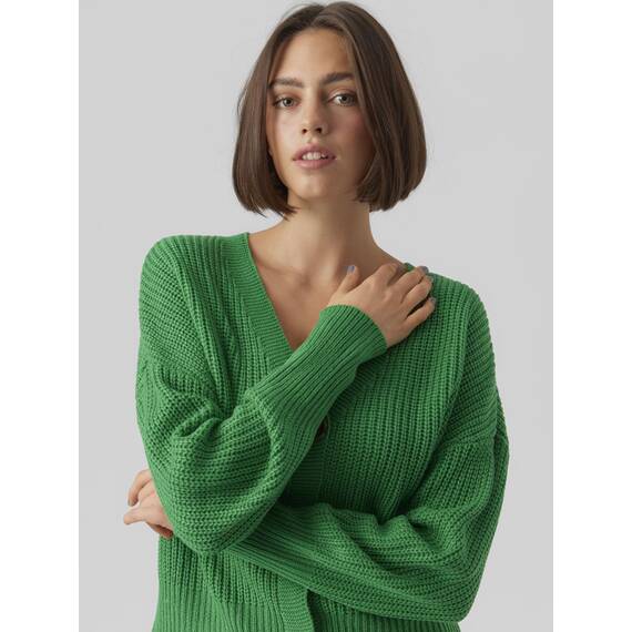 VERO MODA Damen Vmlea Ls V-neck Cuff Cardigan Noos Strickjacke, Bright Green, S