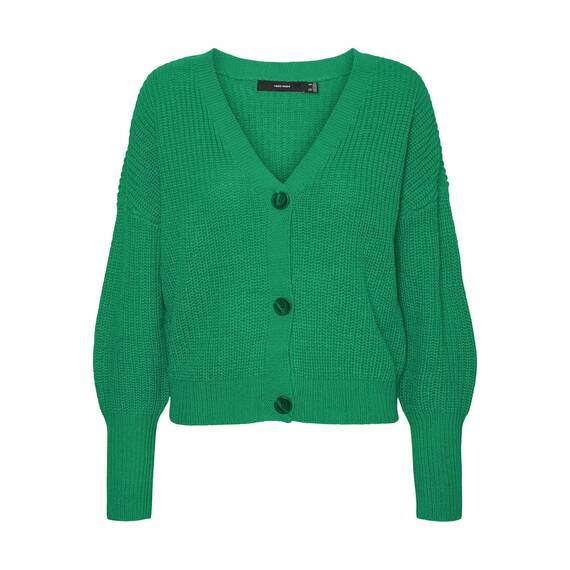 VERO MODA Damen Vmlea Ls V-neck Cuff Cardigan Noos Strickjacke, Bright Green, S