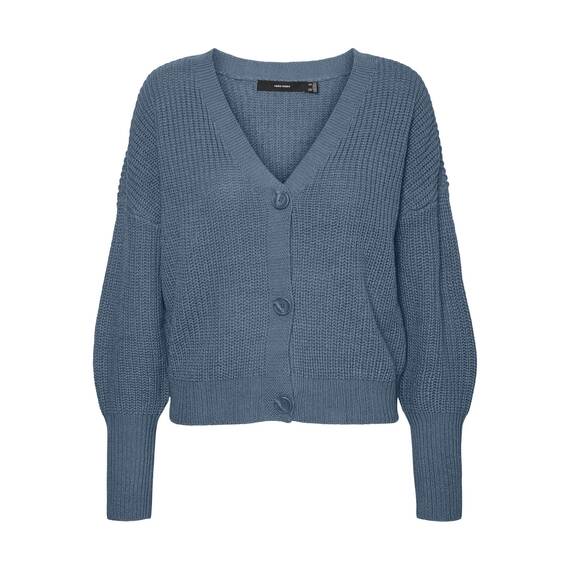 VERO MODA Damen Vmlea Ls V-neck Cuff Cardigan Noos Strickjacke, China Blue, S