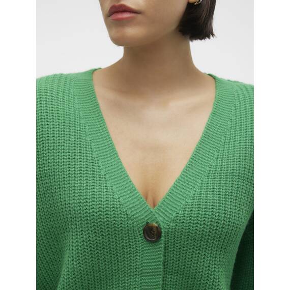 VERO MODA Damen Vmlea Ls V-neck Cuff Cardigan Noos Strickjacke, Bright Green, XL