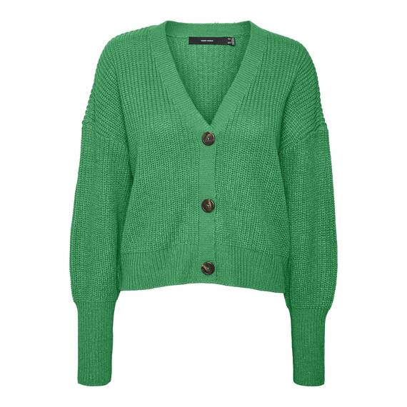 VERO MODA Damen Vmlea Ls V-neck Cuff Cardigan Noos Strickjacke, Bright Green, XL