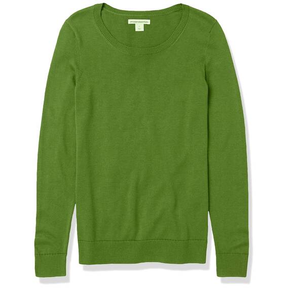 Amazon Essentials Damen Leichter, Langärmeliger Pullover Mit Rundhalsausschnitt (Erhältlich in Übergröße), Grün, L