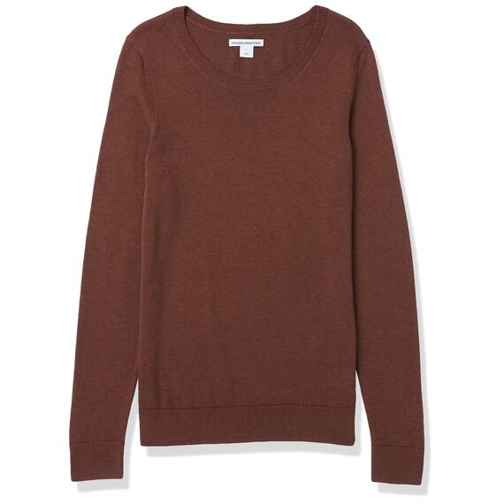 Amazon Essentials Damen Leichter, Langärmeliger Pullover Mit Rundhalsausschnitt (Erhältlich in Übergröße), Dunkles Kastanienbraun, XL