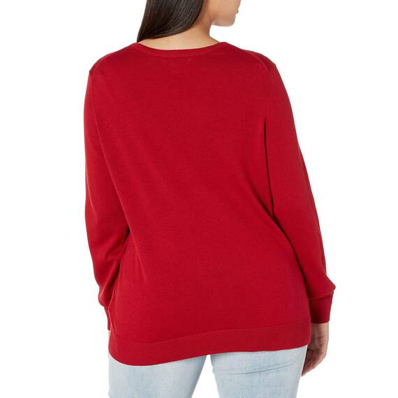 Amazon Essentials Damen Leichter, Langärmeliger Pullover Mit Rundhalsausschnitt (Erhältlich in Übergröße), Rot, XL