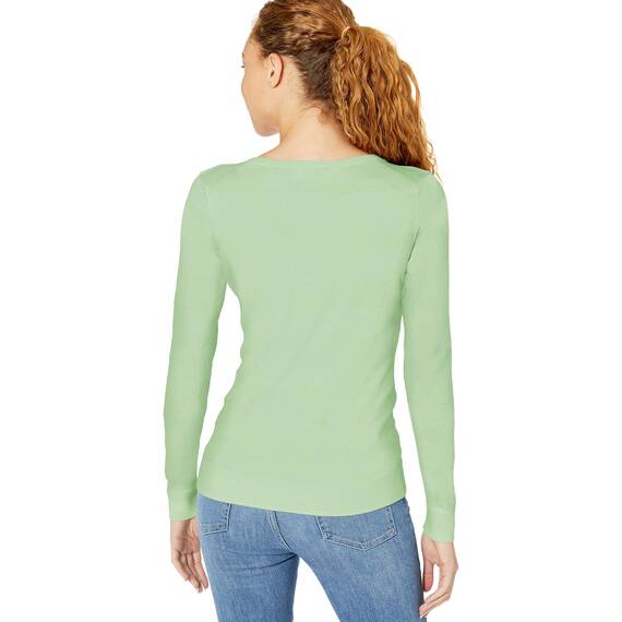 Amazon Essentials Damen Leichter, Langärmeliger Pullover Mit Rundhalsausschnitt (Erhältlich in Übergröße), Kräftiges Minzgrün, L