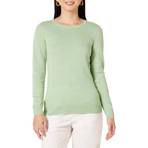 Amazon Essentials Damen Leichter, Langärmeliger Pullover Mit Rundhalsausschnitt (Erhältlich in Übergröße), Light Jade Green, L