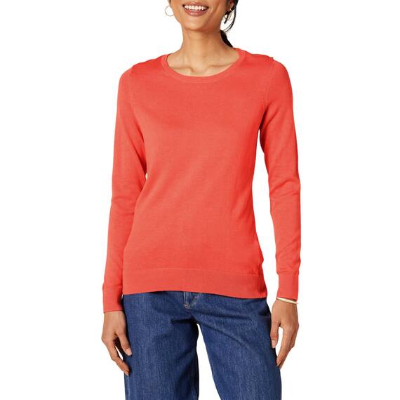 Amazon Essentials Damen Leichter, Langärmeliger Pullover Mit Rundhalsausschnitt (Erhältlich in Übergröße), Korallenrosa, XL