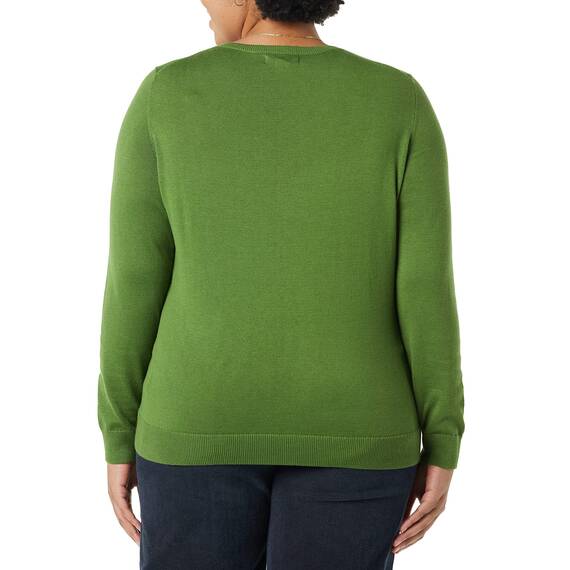 Amazon Essentials Damen Leichter, Langärmeliger Pullover Mit Rundhalsausschnitt (Erhältlich in Übergröße), Grün, L