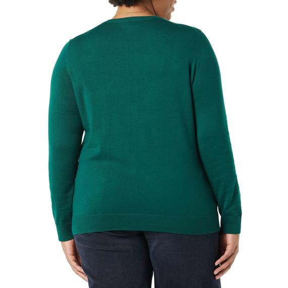 Amazon Essentials Damen Leichter, Langärmeliger Pullover Mit Rundhalsausschnitt (Erhältlich in Übergröße), Dunkelgrün, XL