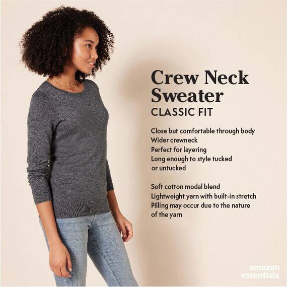 Amazon Essentials Damen Leichter, Langärmeliger Pullover Mit Rundhalsausschnitt (Erhältlich in Übergröße), Blau, XXL