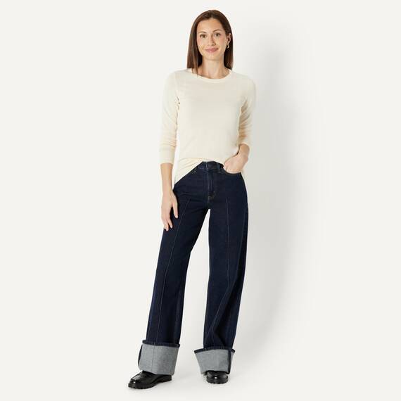 Amazon Essentials Damen Leichter, Langärmeliger Pullover Mit Rundhalsausschnitt (Erhältlich in Übergröße), Blasser Pfirsich, XXL
