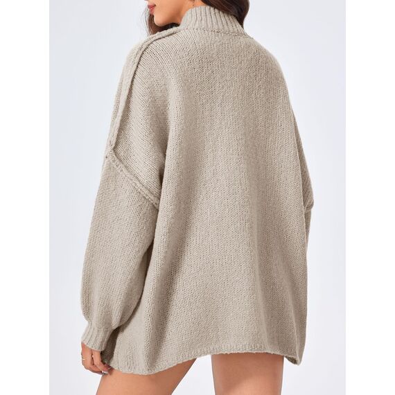Saodimallsu Strickjacke Damen Kurz Laternenärmel Cardigan Knopfleiste Open Front Sweater Langarm Lose Strickmantel Herbst Winter Gestrickt Jacke Khaki M