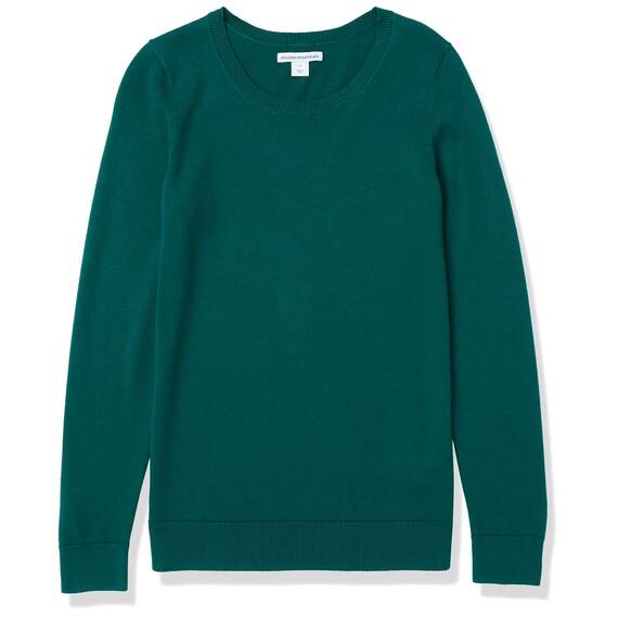 Amazon Essentials Damen Leichter, Langärmeliger Pullover Mit Rundhalsausschnitt (Erhältlich in Übergröße), Dunkelgrün, XXL