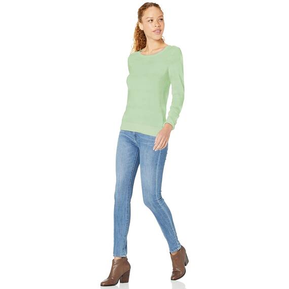 Amazon Essentials Damen Leichter, Langärmeliger Pullover Mit Rundhalsausschnitt (Erhältlich in Übergröße), Kräftiges Minzgrün, XXL