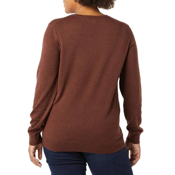 Amazon Essentials Damen Leichter, Langärmeliger Pullover Mit Rundhalsausschnitt (Erhältlich in Übergröße), Dunkles Kastanienbraun, XXL