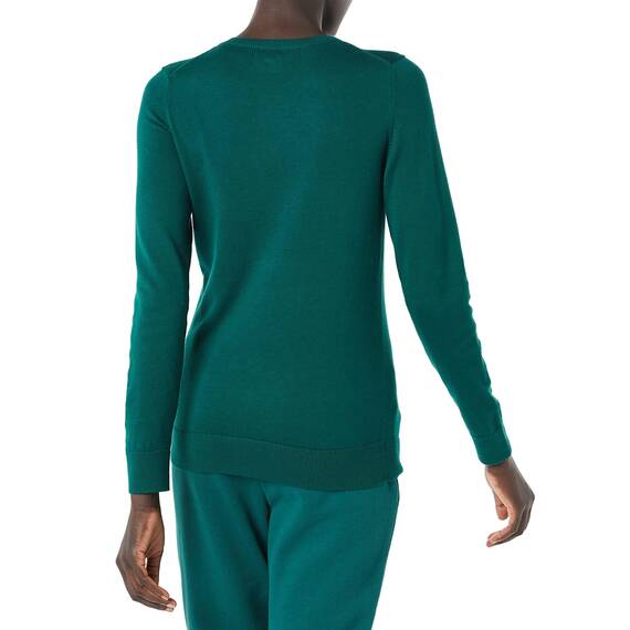 Amazon Essentials Damen Leichter, Langärmeliger Pullover Mit Rundhalsausschnitt (Erhältlich in Übergröße), Dunkelgrün, XXL