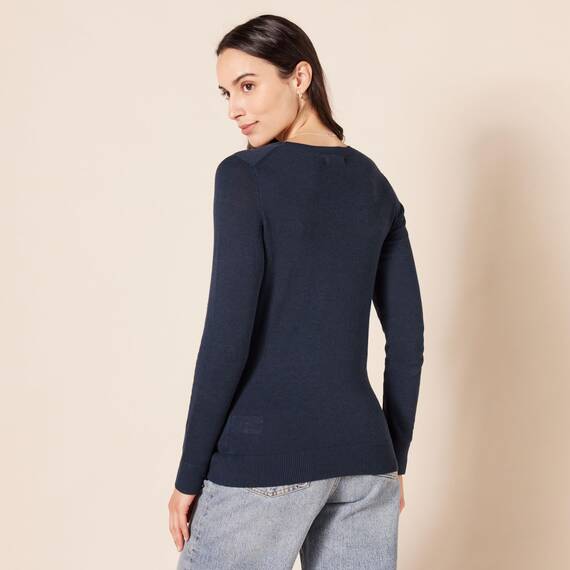 Amazon Essentials Damen Leichter, Langärmeliger Pullover Mit Rundhalsausschnitt (Erhältlich in Übergröße), Marineblau, XXL