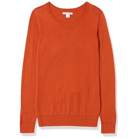 Amazon Essentials Damen Leichter, Langärmeliger Pullover Mit Rundhalsausschnitt (Erhältlich in Übergröße), Rostfarben, XXL