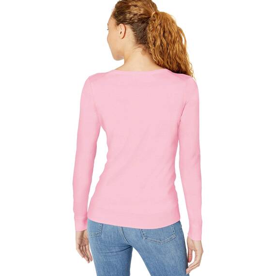 Amazon Essentials Damen Leichter, Langärmeliger Pullover Mit Rundhalsausschnitt (Erhältlich in Übergröße), Hellrosa, XXL