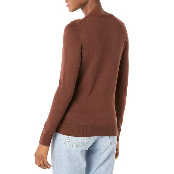 Amazon Essentials Damen Leichter, Langärmeliger Pullover Mit Rundhalsausschnitt (Erhältlich in Übergröße), Dunkles Kastanienbraun, XXL