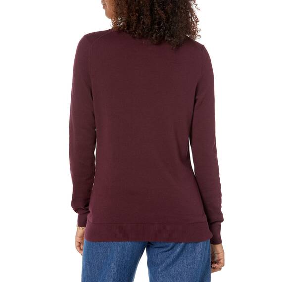 Amazon Essentials Damen Leichter, Langärmeliger Pullover Mit Rundhalsausschnitt (Erhältlich in Übergröße), Burgunderrot, XXL