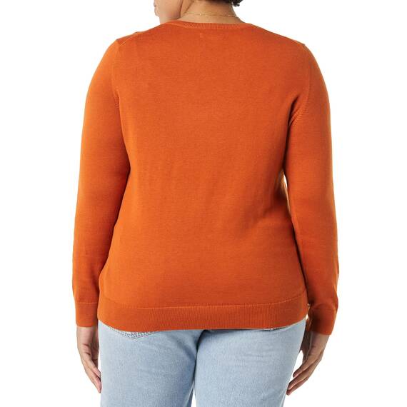 Amazon Essentials Damen Leichter, Langärmeliger Pullover Mit Rundhalsausschnitt (Erhältlich in Übergröße), Rostfarben, XXL