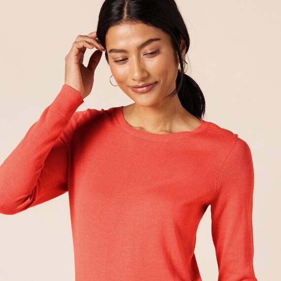 Amazon Essentials Damen Leichter, Langärmeliger Pullover Mit Rundhalsausschnitt (Erhältlich in Übergröße), Korallenrosa, XXL