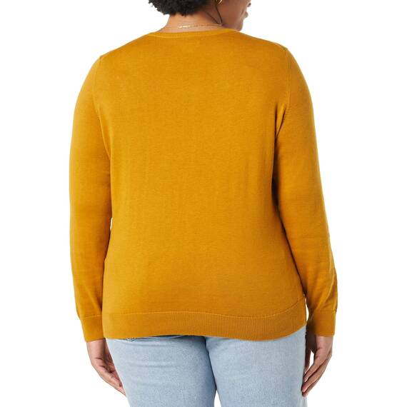 Amazon Essentials Damen Leichter, Langärmeliger Pullover Mit Rundhalsausschnitt (Erhältlich in Übergröße), Tabakbraun, XL