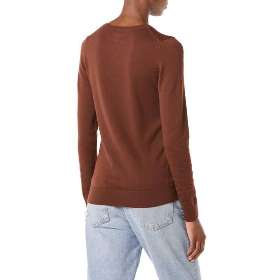Amazon Essentials Damen Leichter, Langärmeliger Pullover Mit Rundhalsausschnitt (Erhältlich in Übergröße), Braun, XXL