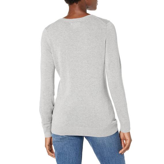 Amazon Essentials Damen Leichter, Langärmeliger Pullover Mit Rundhalsausschnitt (Erhältlich in Übergröße), Hellgrau Meliert, XXL