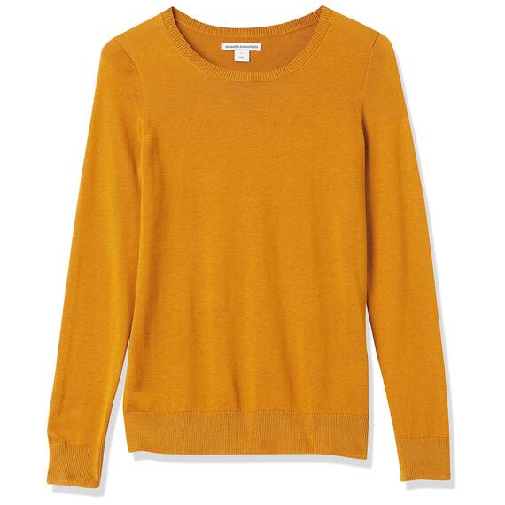 Amazon Essentials Damen Leichter, Langärmeliger Pullover Mit Rundhalsausschnitt (Erhältlich in Übergröße), Tabakbraun, XL