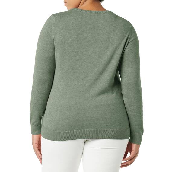 Amazon Essentials Damen Leichter, Langärmeliger Pullover Mit Rundhalsausschnitt (Erhältlich in Übergröße), Salbeigrün Meliert, XL
