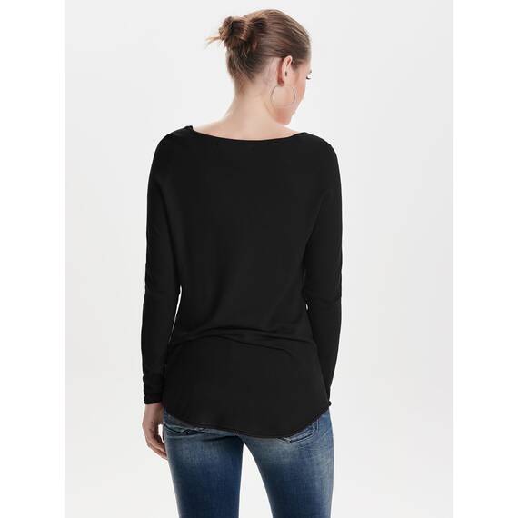 ONLY Damen Onlmila Lacy L/S Long Knt Pullover, Schwarz, M EU