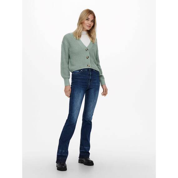 ONLY Damen Onlcarol KNT Noos L/S Cardigan Sweater, Hellgrün (Chino), M
