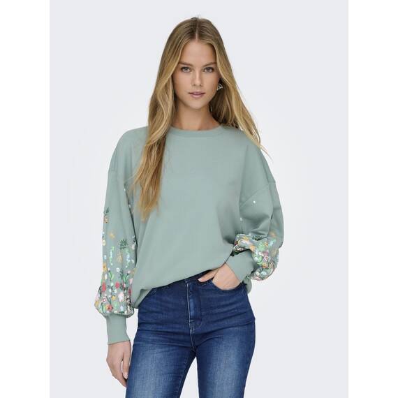 ONLY Female Sweatshirt Normal geschnitten Rundhals Gerippte Ärmelbündchen Tief angesetzte Schulter Sweatshirt