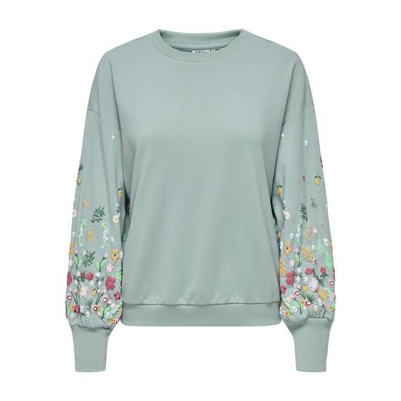 ONLY Damen Onlbrooke L/S O-Neck Flower SWT Noos, Gray Mist, XXL