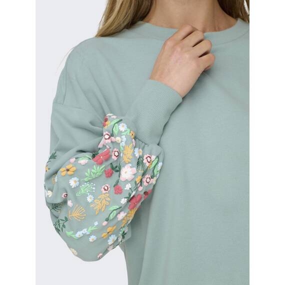 ONLY Damen Onlbrooke L/S O-Neck Flower SWT Noos, Gray Mist, XXL