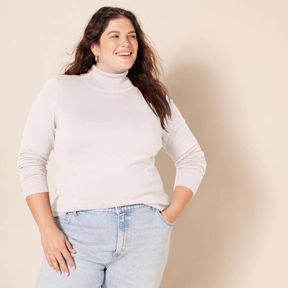 Amazon Essentials Damen Leichter, Langärmeliger Rollkragenpullover, Klassischer Schnitt (Erhältlich In Übergröße), Blassrosa, L