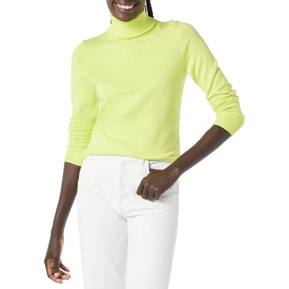 Amazon Essentials Damen Leichter, Langärmeliger Rollkragenpullover, Klassischer Schnitt (Erhältlich In Übergröße), Lindgrün, L