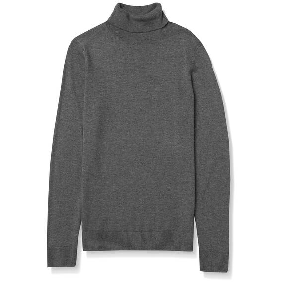 Amazon Essentials Damen Leichter, Langärmeliger Rollkragenpullover, Klassischer Schnitt (Erhältlich In Übergröße), Dunkelgrau Meliert, L