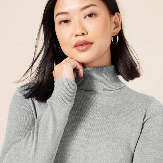 Amazon Essentials Damen Leichter, Langärmeliger Rollkragenpullover, Klassischer Schnitt (Erhältlich In Übergröße), Hellgrau Meliert, L